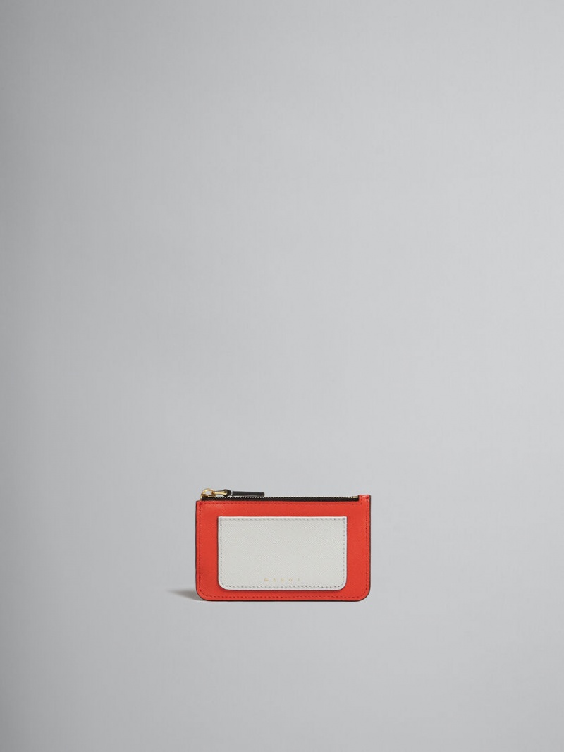 Marni Läder Card Case Orange Vita Beige | QSEWA91860