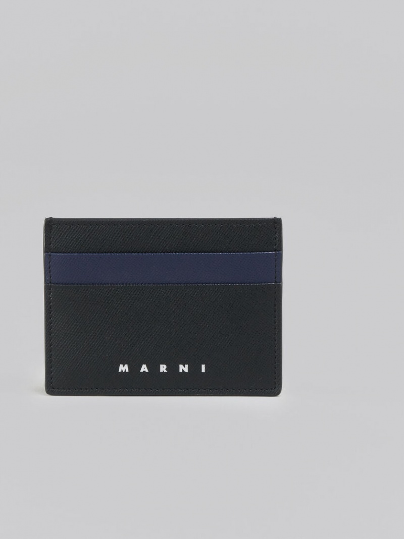 Marni Läder Card Case Svarta Blå | SEZDE77182
