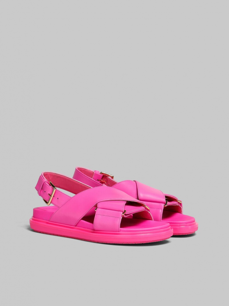 Marni Läder Fussbett Fuchsia | SENZX80639