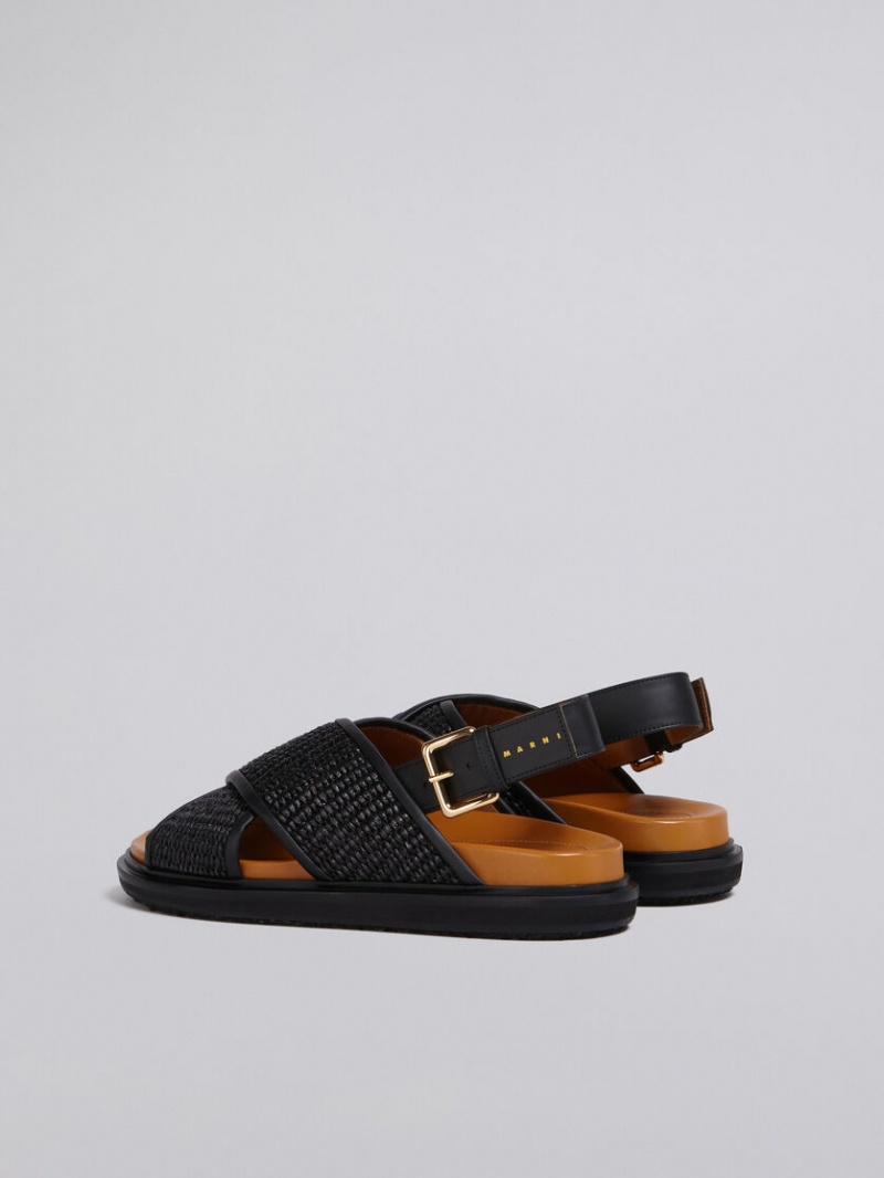 Marni Läder Fussbett Svarta | ZSENQ39380