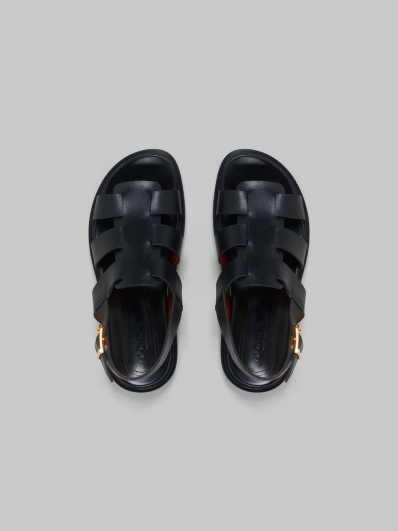 Marni Läder Gladiator Sandal Svarta | SEJKU85501