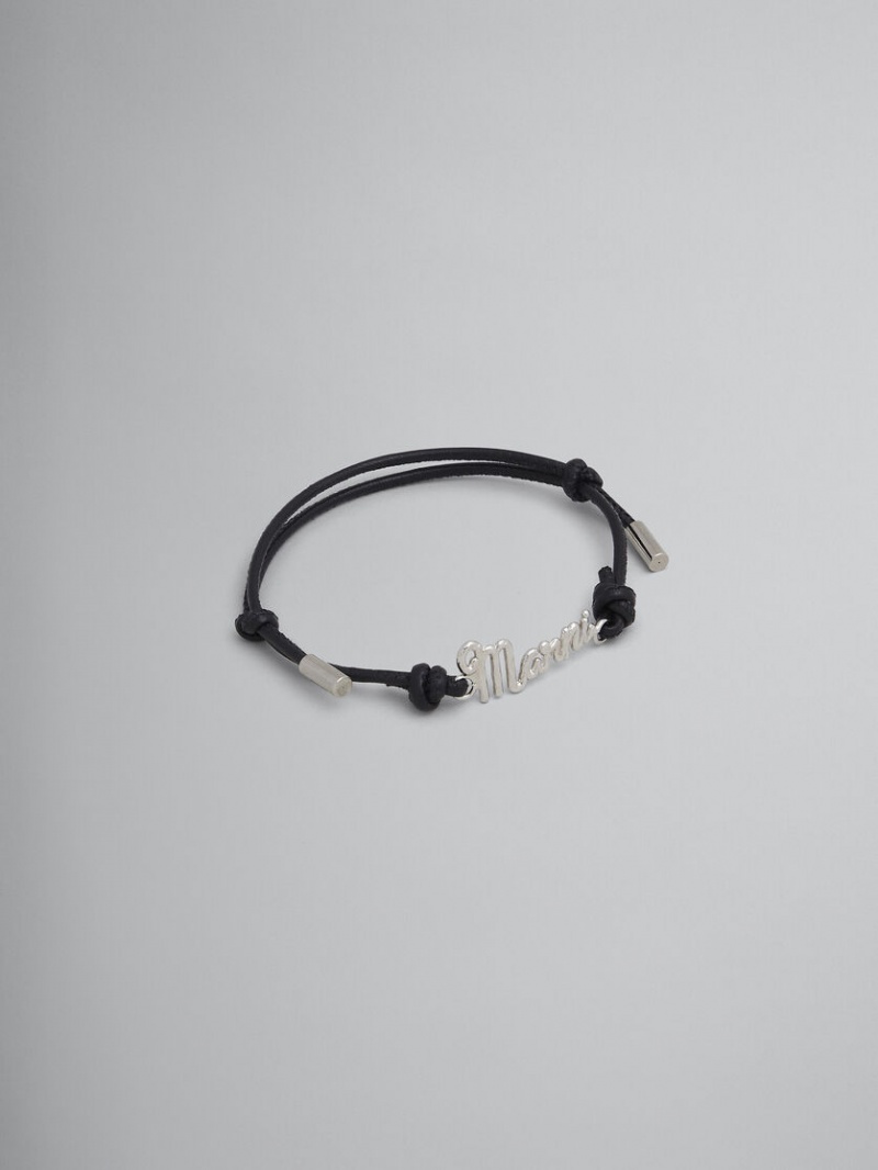 Marni Läder Logo Bracelet Svarta | USEND53462