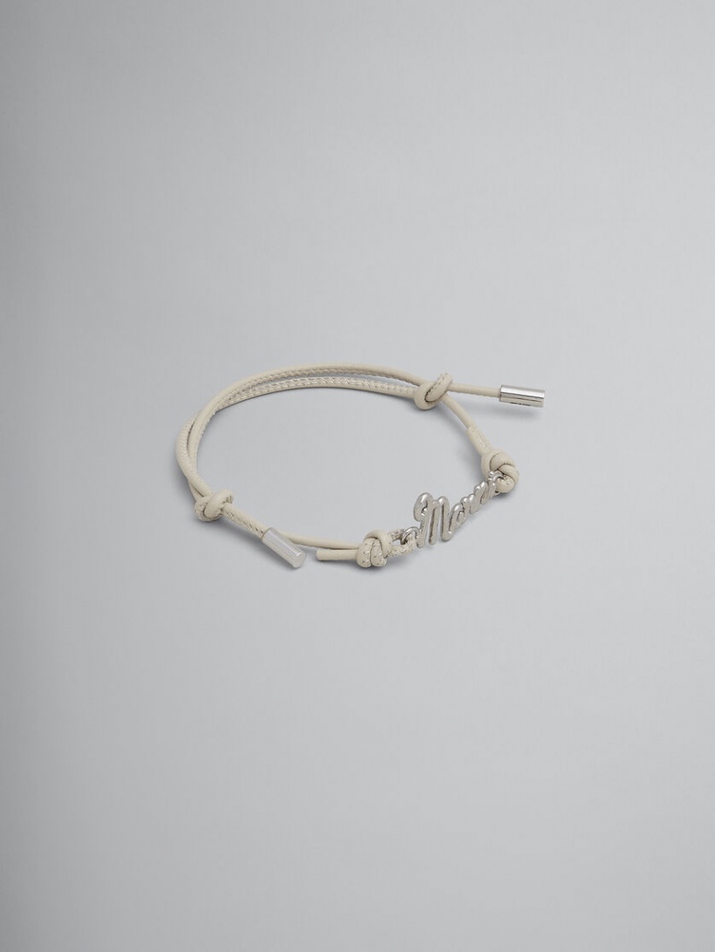 Marni Läder Logo Bracelet Vita | ASEDF39383