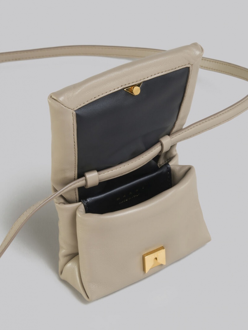 Marni Läder Mini Pouch Beige | YSEVQ29042