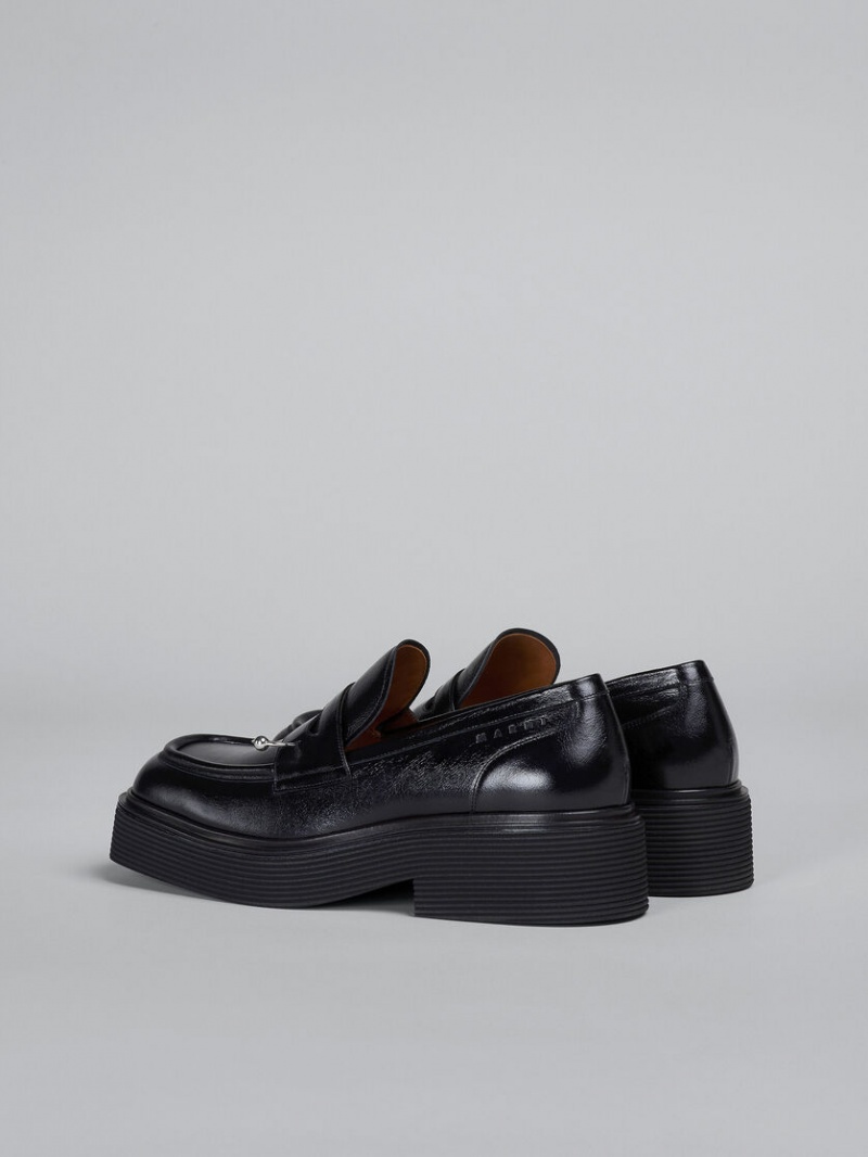 Marni Läder Moccasin Svarta | SENEJ58477