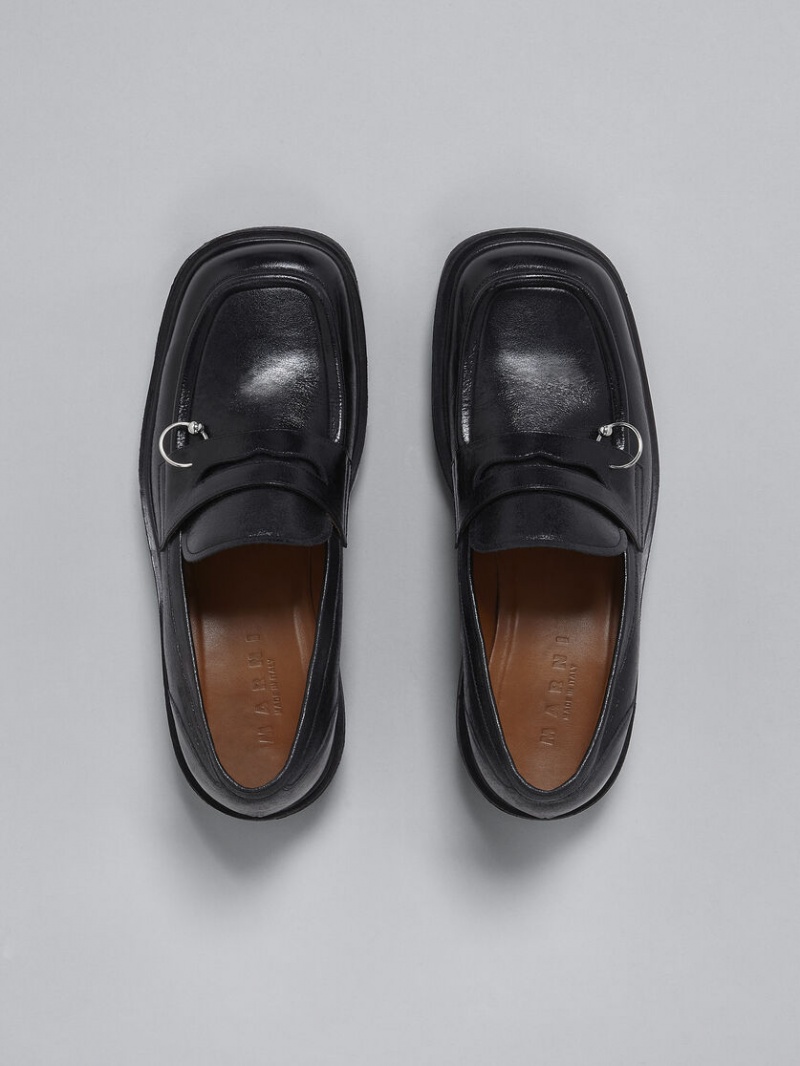 Marni Läder Moccasin Svarta | SENEJ58477