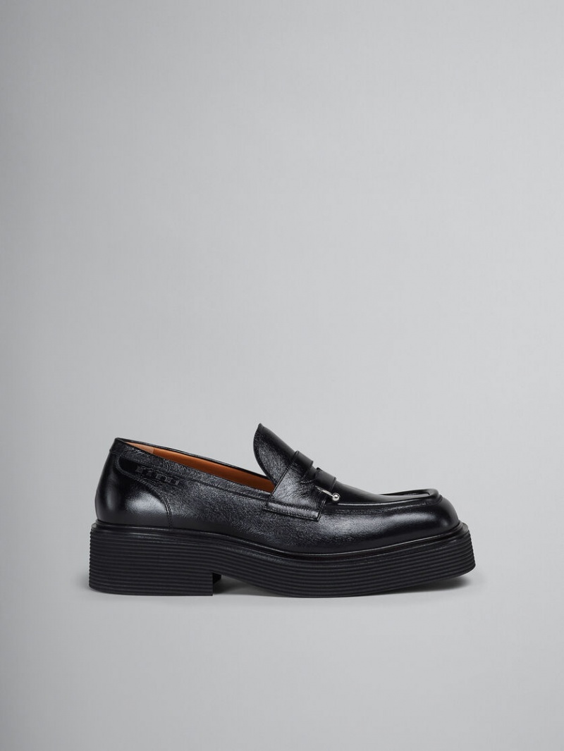 Marni Läder Moccasin Svarta | SENEJ58477