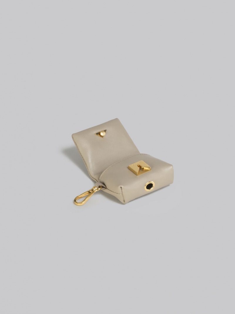 Marni Läder Prisma Airpods Case Beige | BSESD77116