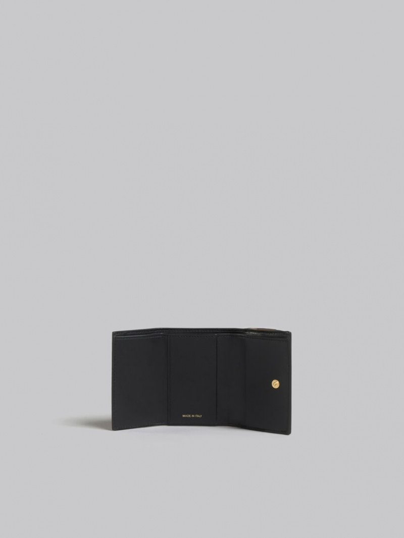 Marni Läder Tri-fold Wallet Beige Rosa Orange | ASEWC64276