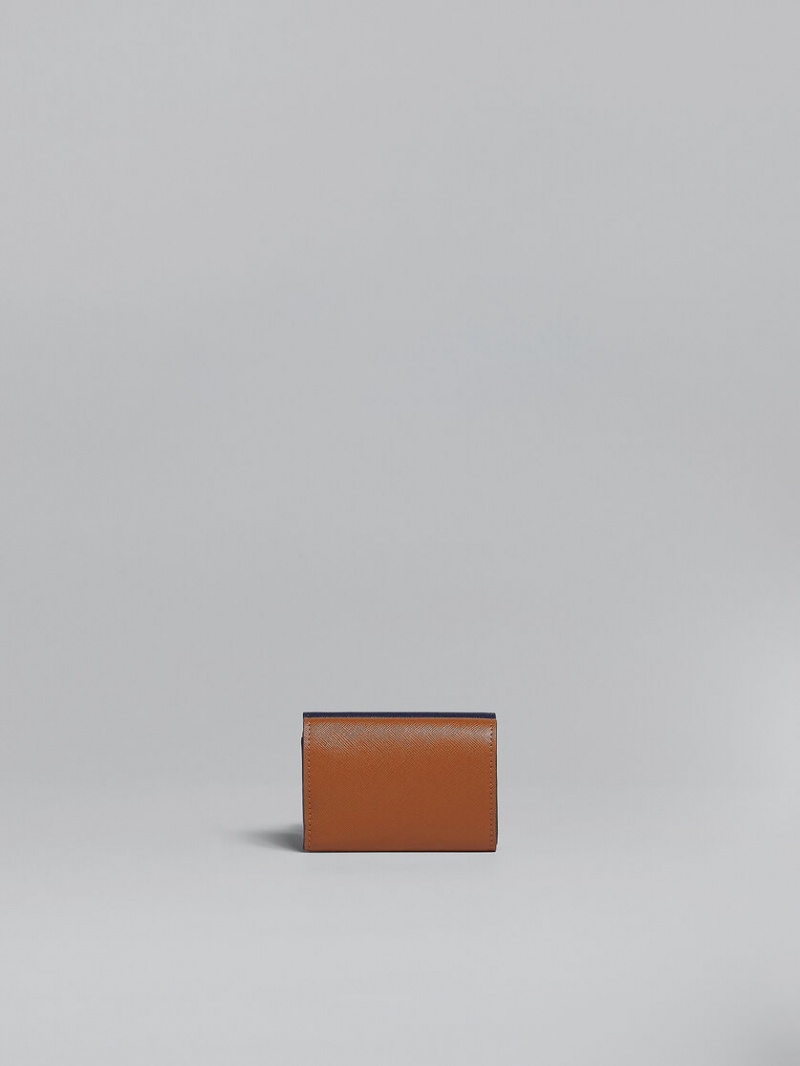 Marni Läder Tri-fold Wallet Blå Vita Bruna | USETG47671