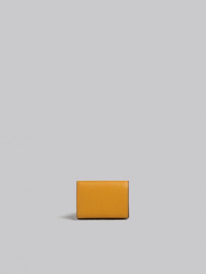 Marni Läder Tri-fold Wallet Bruna Vita Orange | SEIIZ66086