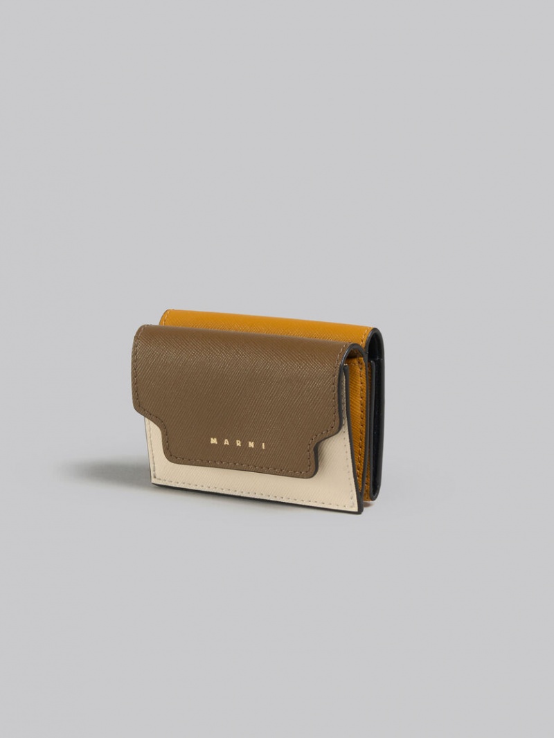 Marni Läder Tri-fold Wallet Bruna Vita Orange | SEIIZ66086