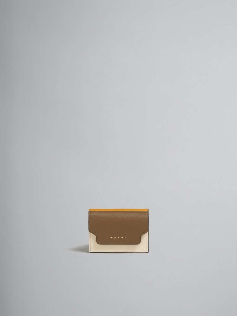 Marni Läder Tri-fold Wallet Bruna Vita Orange | SEIIZ66086
