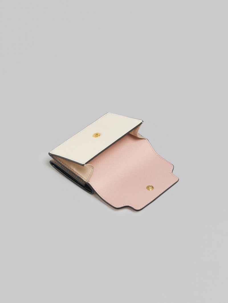 Marni Läder Tri-fold Wallet Rosa Vita Beige | XSEGW87888