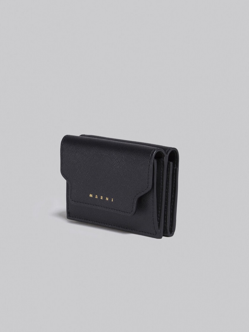 Marni Läder Tri-fold Wallet Svarta | BSESO78483