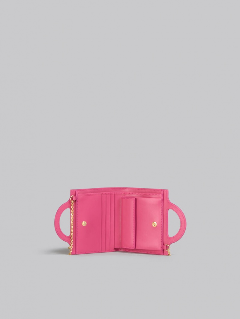Marni Läder Tropicalia Wallet With Chain Rem Rosa | SSEVO15437