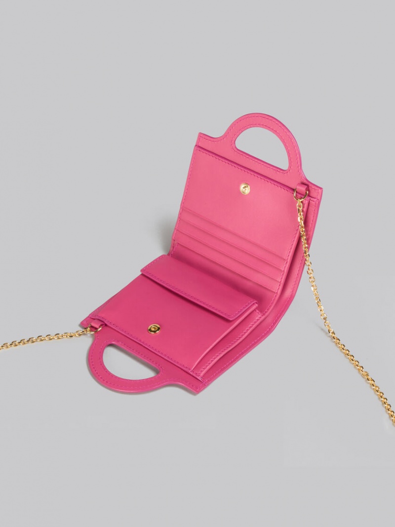 Marni Läder Tropicalia Wallet With Chain Rem Rosa | SSEVO15437