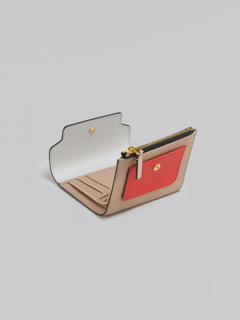 Marni Läder Wallet Orange Vita Beige | SSEVO46129