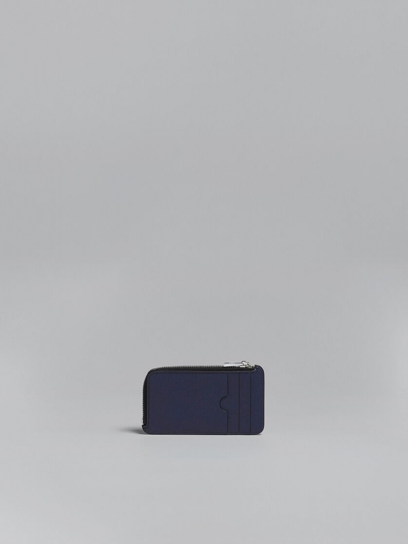 Marni Läder Zip-around Card Case Blå Svarta | FSEHY16216