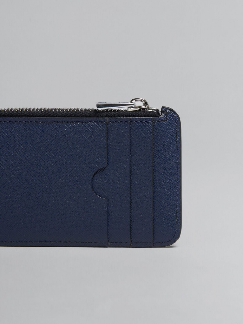 Marni Läder Zip-around Card Case Blå Svarta | FSEHY16216