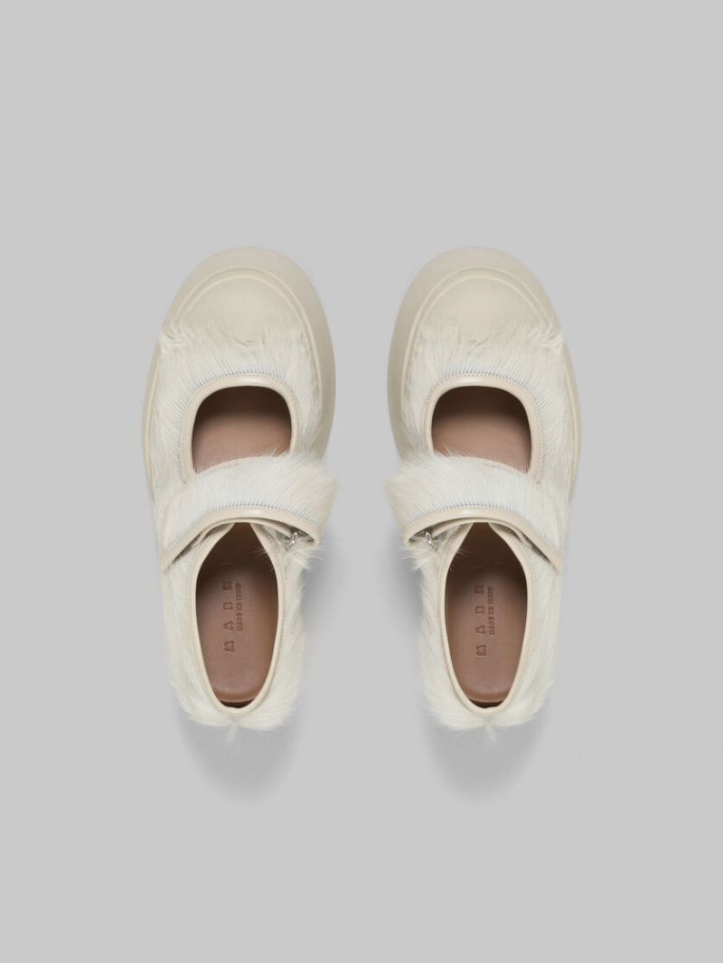 Marni Long-hair Calfskin Mary Jane Sneaker Vita | XSEBH93308