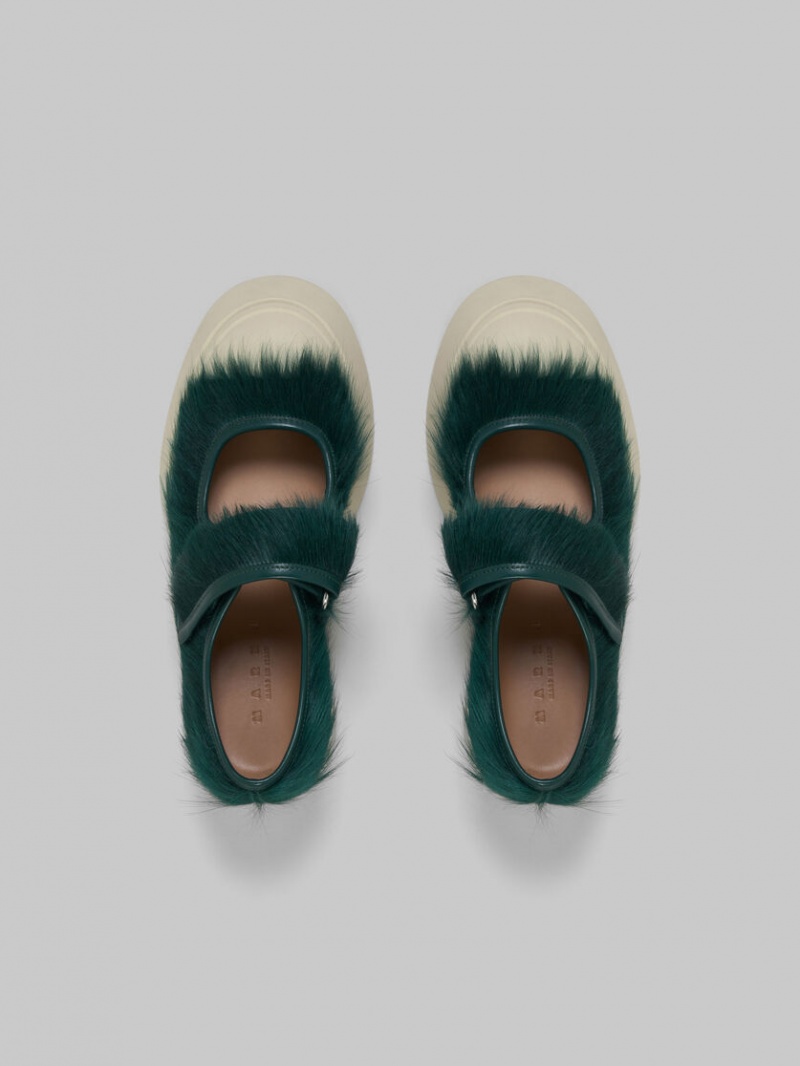 Marni Long-hair Calfskin Mary Jane Sneaker Gröna | ZSEMJ98306