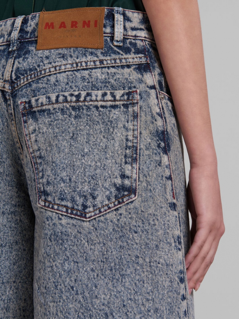 Marni Marbled Denim Breda-leg Trousers Rosa Blå | ZSENQ73495