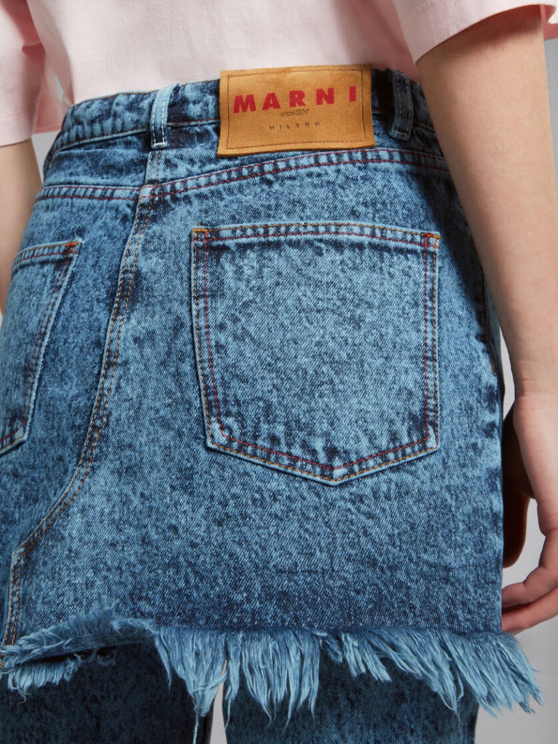 Marni Marbled Denim Trousers With Skirt Overlay Blå | SENZX61748