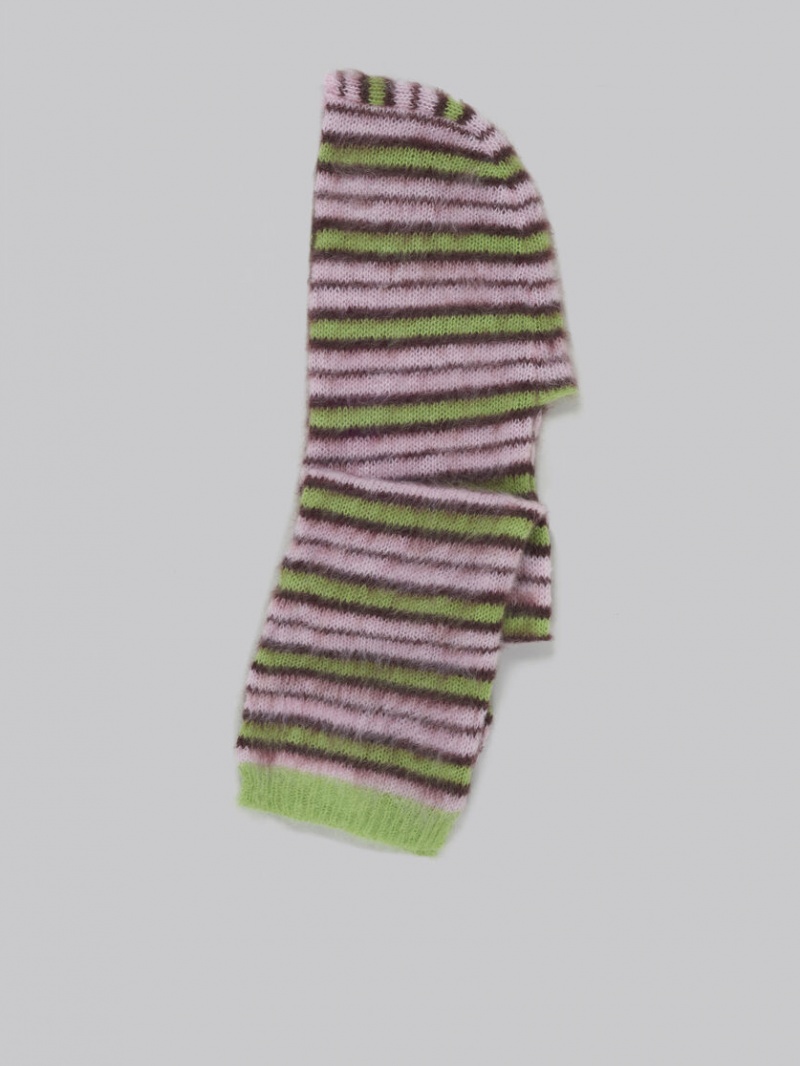 Marni Mohair And Ull Hat-scarf Rosa Gröna | XSEGW74898