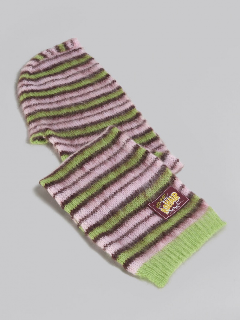 Marni Mohair And Ull Hat-scarf Rosa Gröna | XSEGW74898