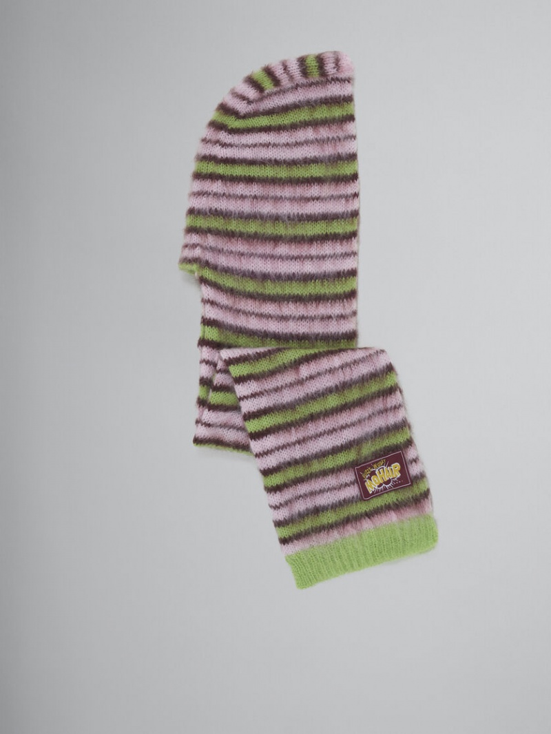 Marni Mohair And Ull Hat-scarf Rosa Gröna | XSEGW74898