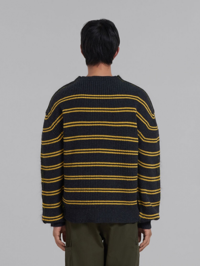 Marni Mohair And Ull Tröja With Multicolour Stripes Bruna Gröna | SEZPD97551