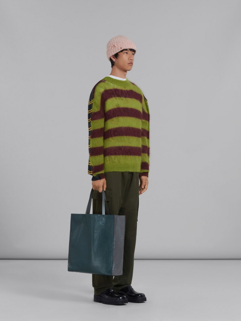 Marni Mohair And Ull Tröja With Multicolour Stripes Bruna Gröna | SEZPD97551