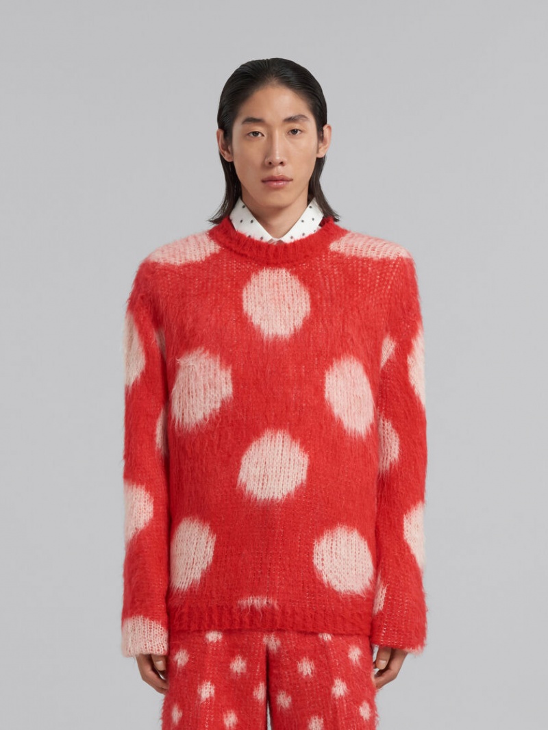 Marni Mohair Jumper With Maxi Polka Dots Röda | TSEWZ96963