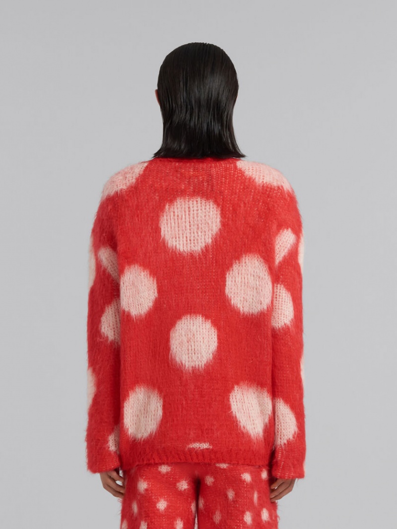 Marni Mohair Jumper With Maxi Polka Dots Röda | TSEWZ96963