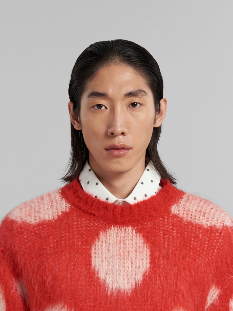 Marni Mohair Jumper With Maxi Polka Dots Röda | TSEWZ96963