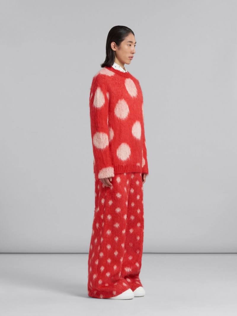 Marni Mohair Jumper With Maxi Polka Dots Röda | TSEWZ96963