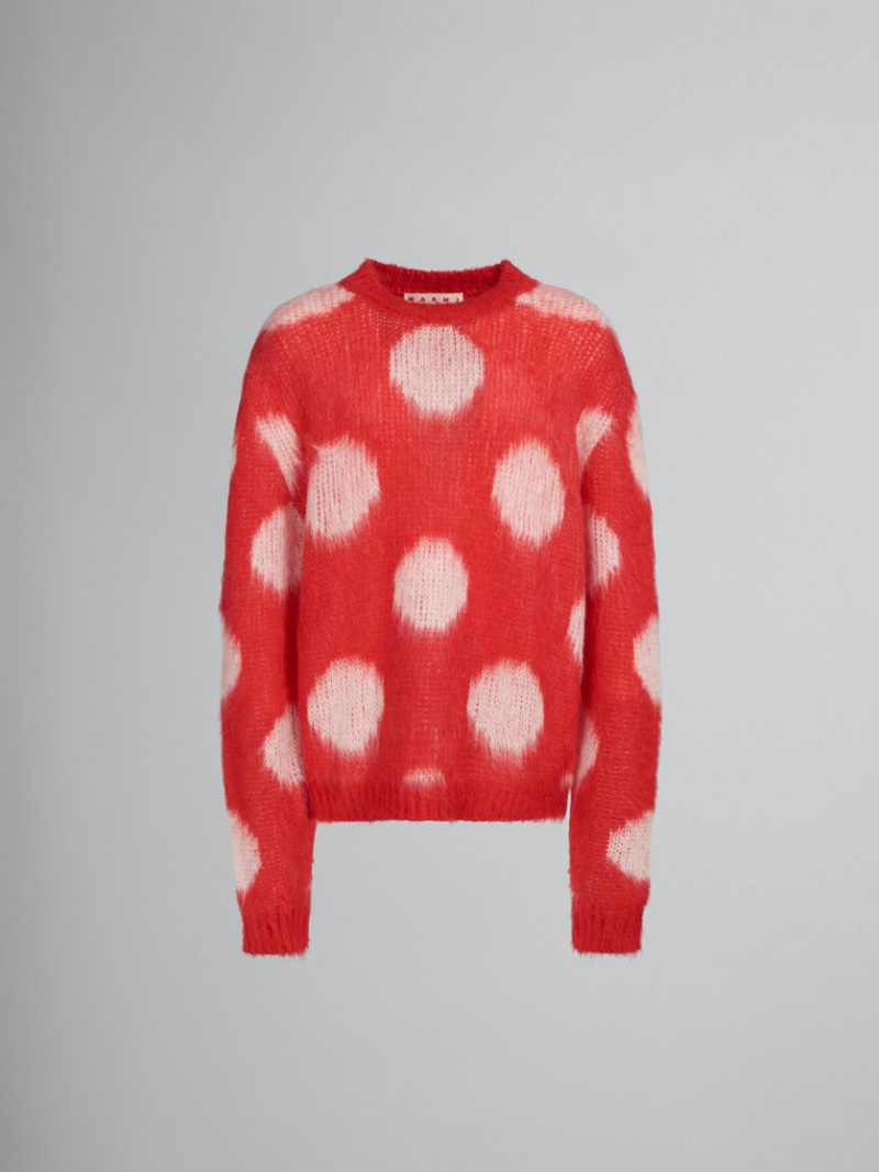 Marni Mohair Jumper With Maxi Polka Dots Röda | TSEWZ96963