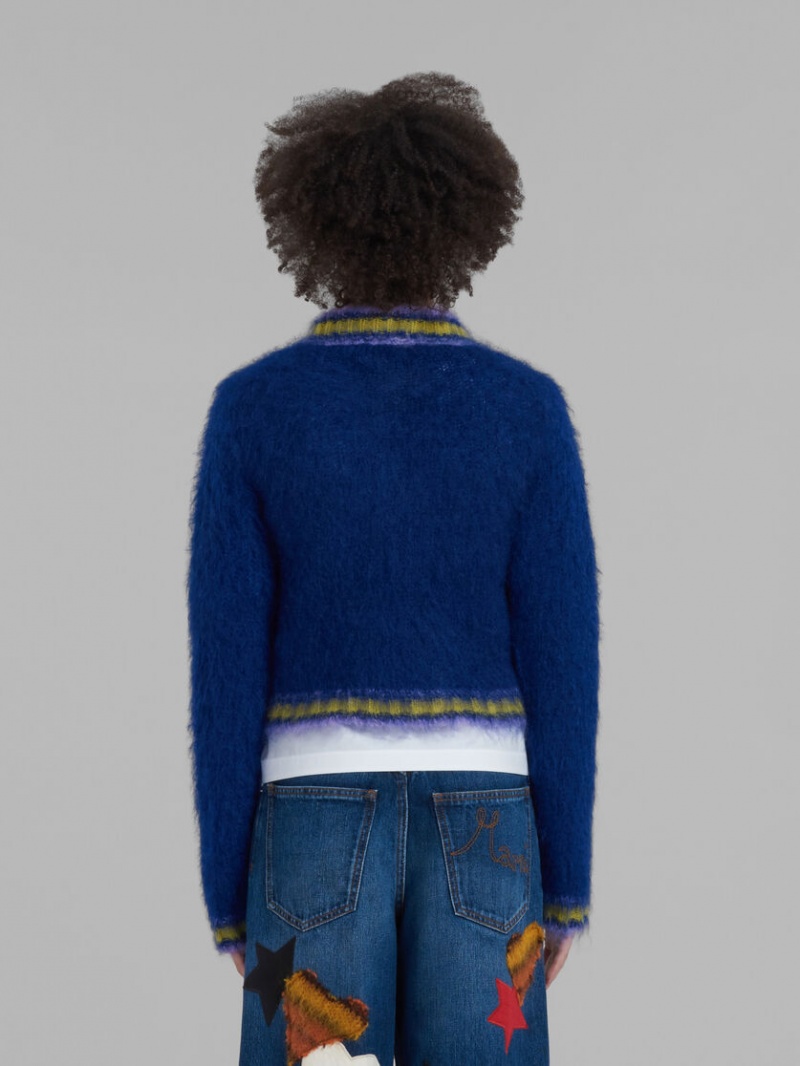Marni Mohair Jumper With Randig Trims Blå | TSEWZ16979