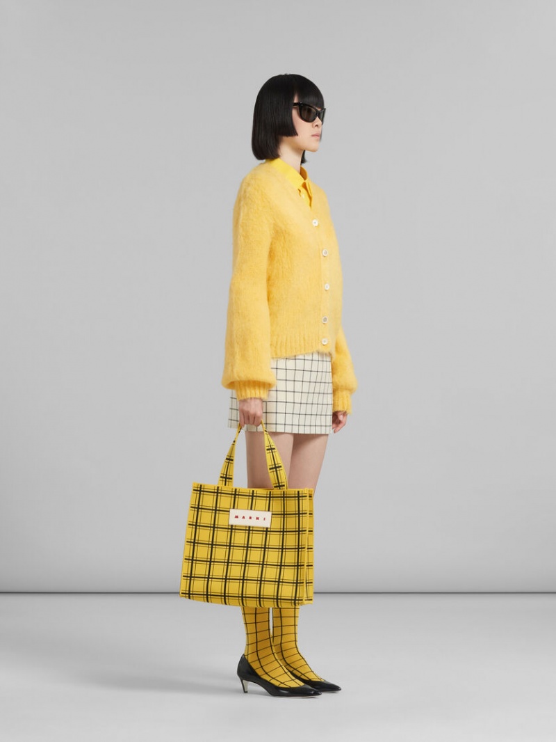 Marni Mohair V-neck Cardigan Gula | SEEGJ56817