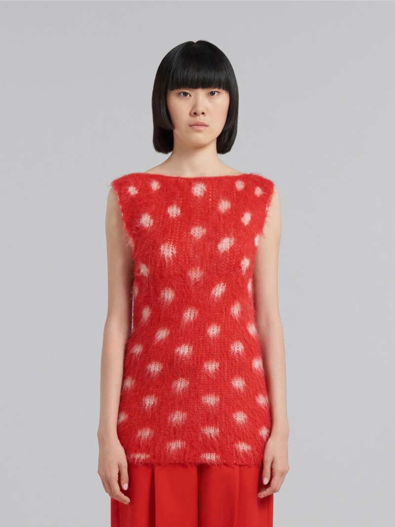 Marni Mohair Ärmlös Jumper With Polka Dots Röda | SEZPD27953