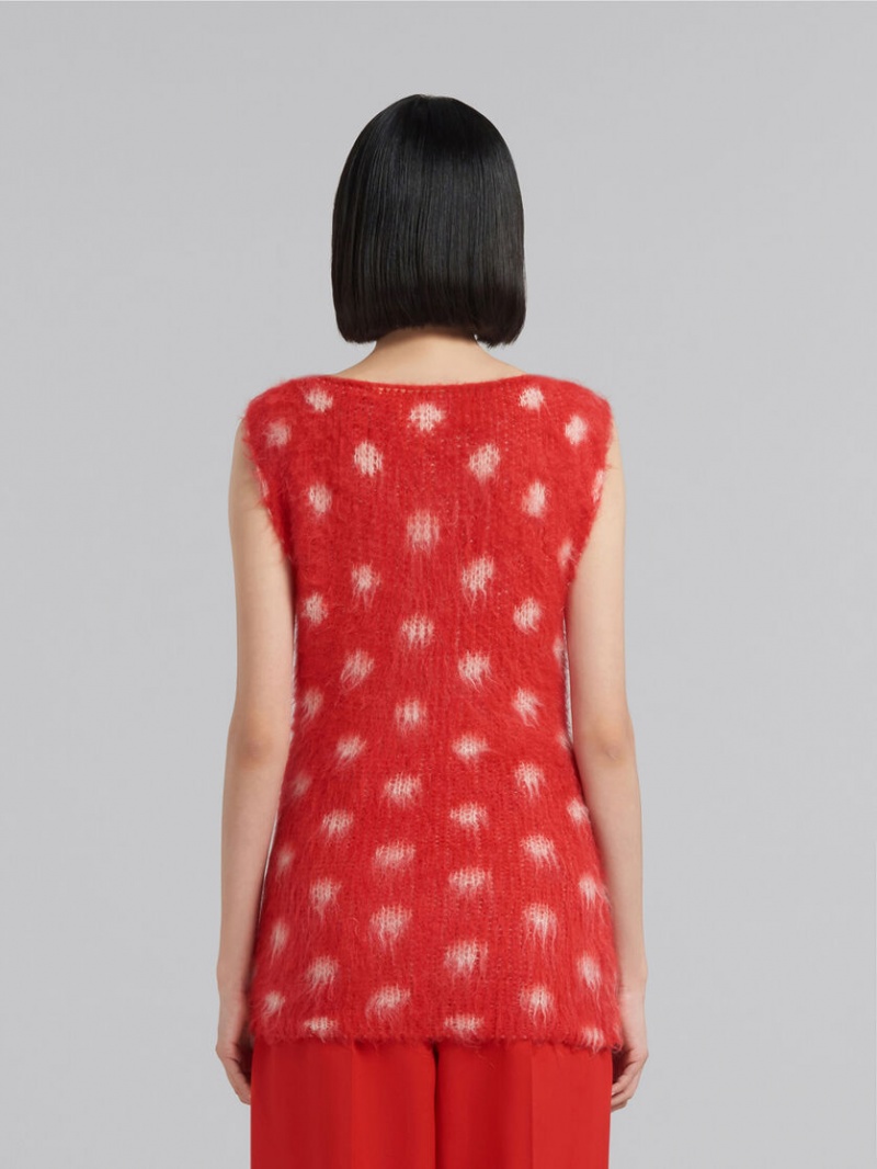 Marni Mohair Ärmlös Jumper With Polka Dots Röda | SEZPD27953
