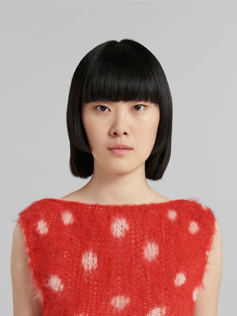 Marni Mohair Ärmlös Jumper With Polka Dots Röda | SEZPD27953