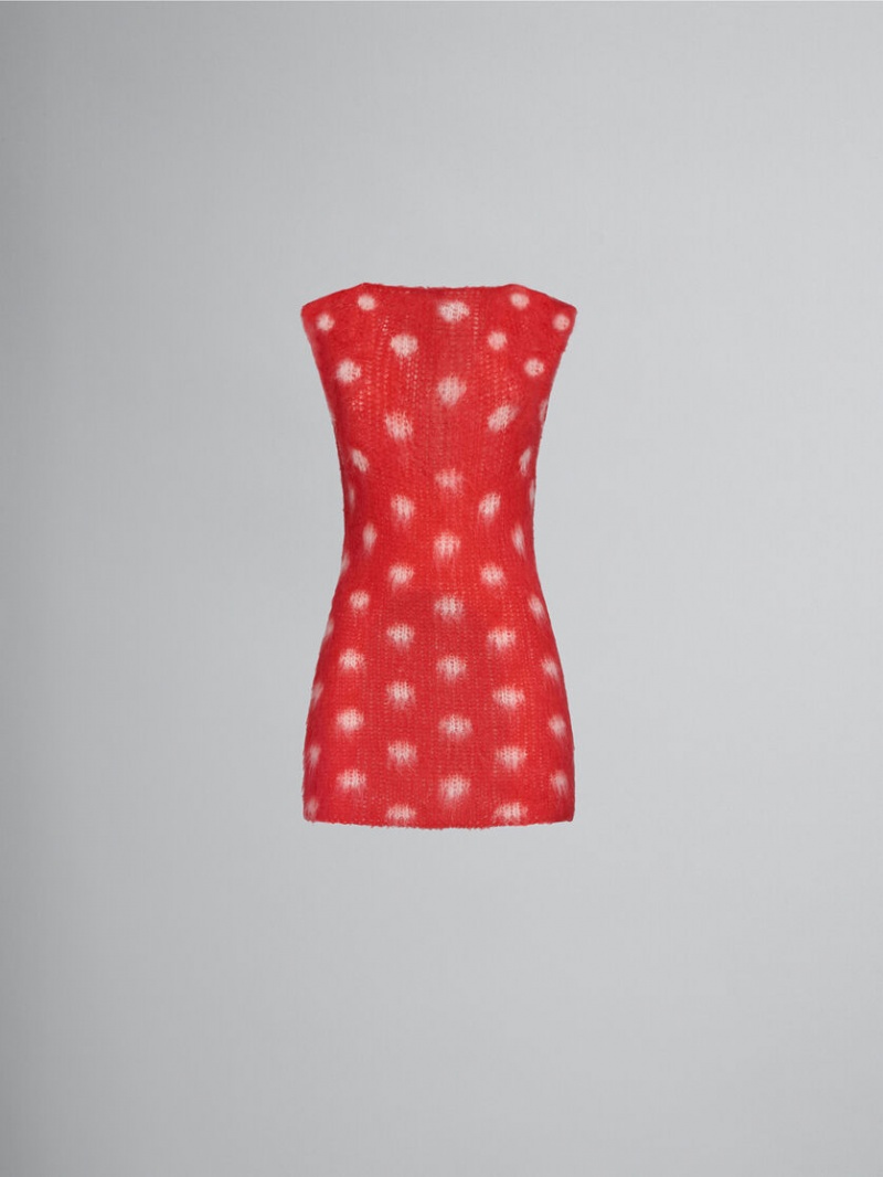 Marni Mohair Ärmlös Jumper With Polka Dots Röda | SEZPD27953