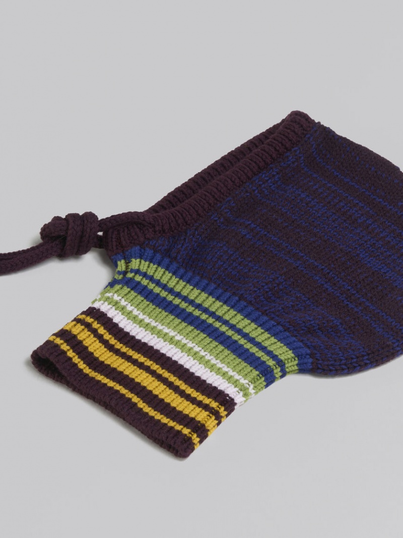 Marni Mouliné Balaclava With Randig Neck Blå | XSEBH55397