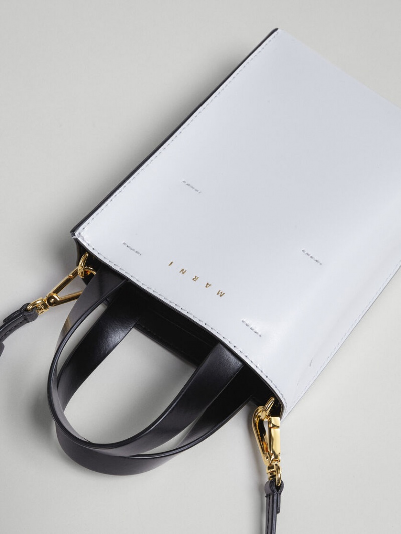 Marni Museo Nano Bag Läder Vita Svarta | SSEVO21077