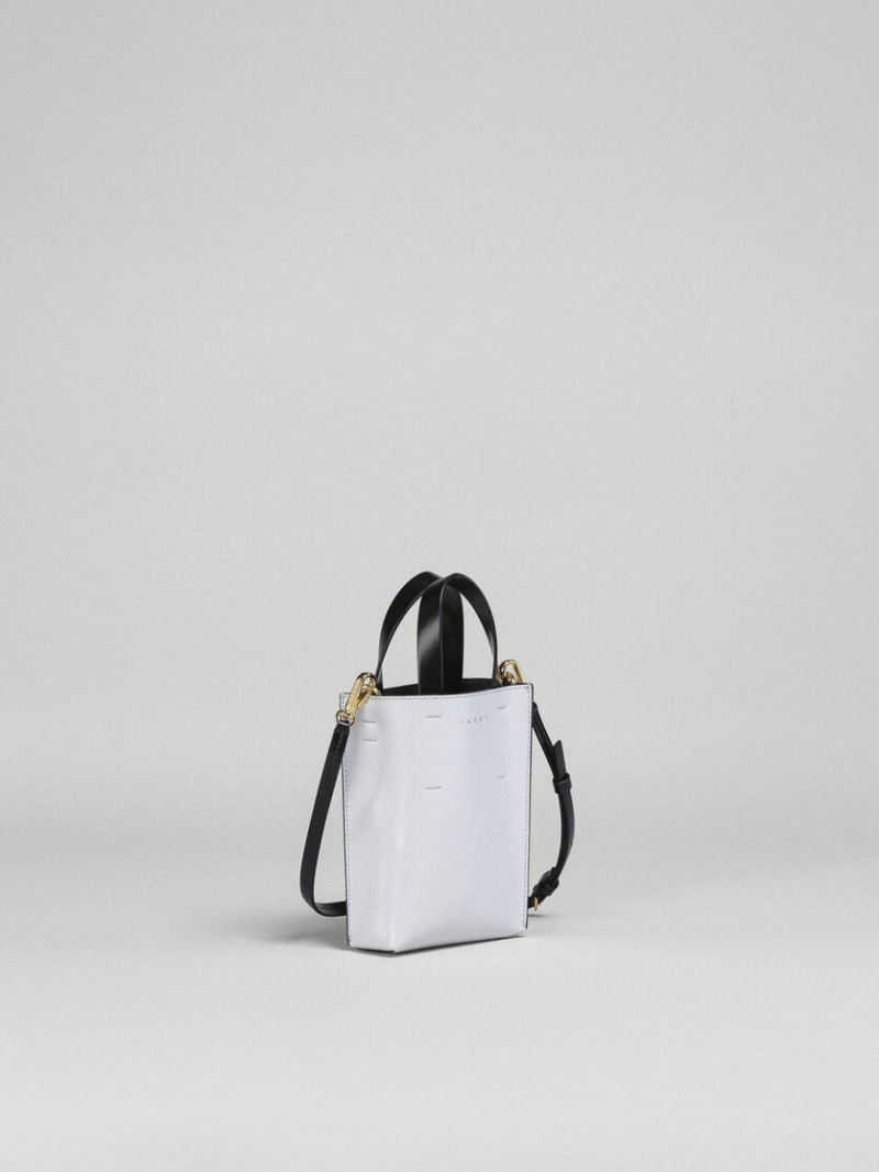Marni Museo Nano Bag Läder Vita Svarta | SSEVO21077