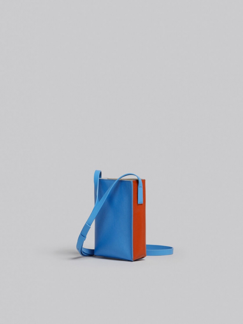 Marni Museo Soft Small Bag Läder Bruna Blå | TSEWZ61839