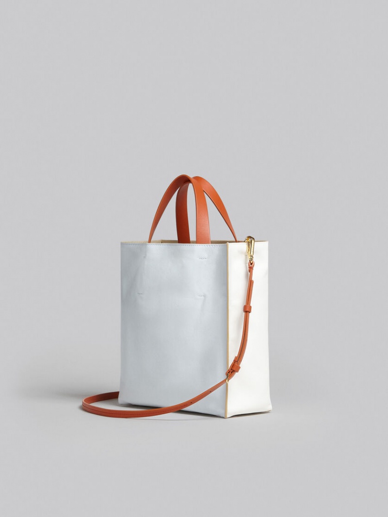 Marni Museo Soft Small Bag Läder Vita Ljusblå | ESEVG69007