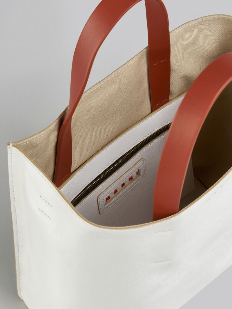 Marni Museo Soft Small Bag Läder Vita Ljusblå | ESEVG69007
